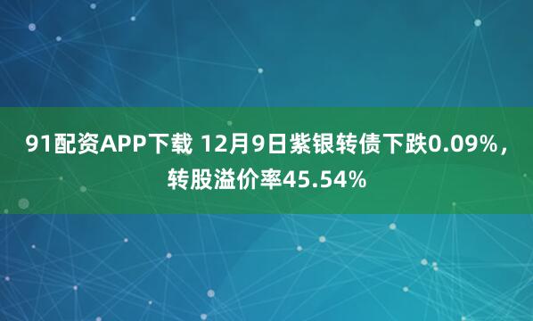 91配资APP下载 12月9日紫银转债下跌0.09%,转股溢价率45.54%